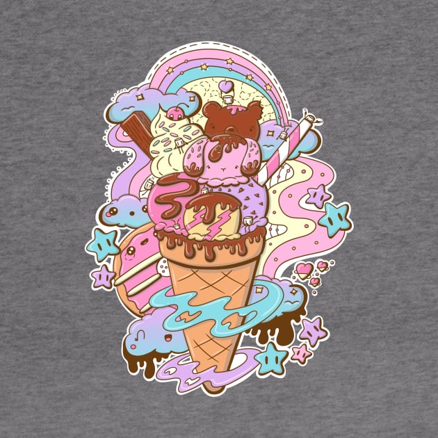 Cute ice cream bunny and bear cone by studiomogwai